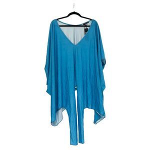 Lily By Firmiana Womens V Neck Short Sleeves Blue Top Size 2XL